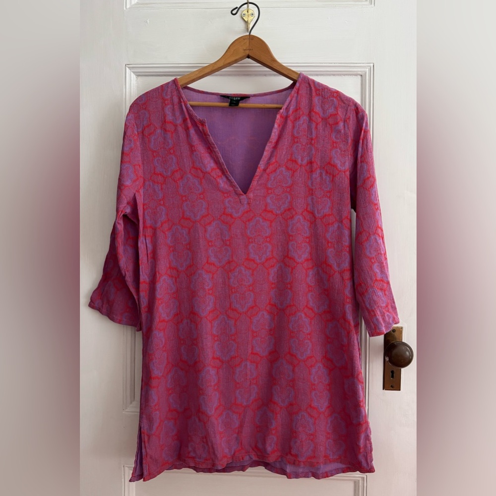 J. Crew V-Neck Pink and Red Tunic